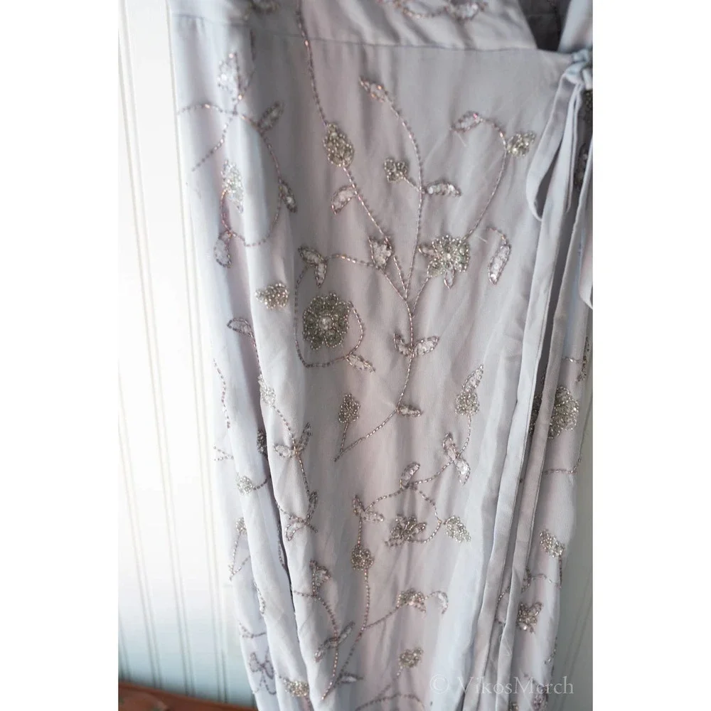 BHLDN Plymouth Wrap Dress Lavender Gray NEW - Picture 6 of 9